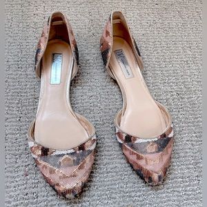 INC Pointed Toe Pink patterned sequined Flats